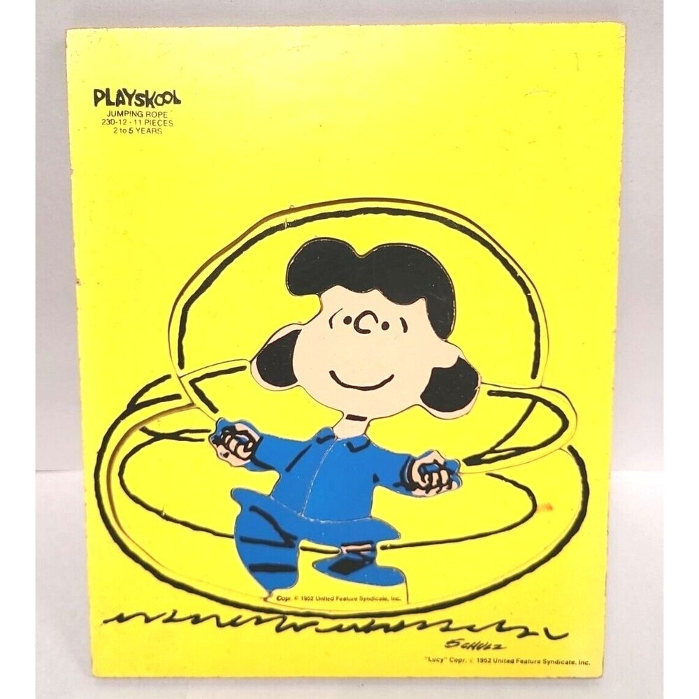 Vintage Playskool Wooden Puzzle #230-12 1970’s Peanuts Lucy Jumping Rope
